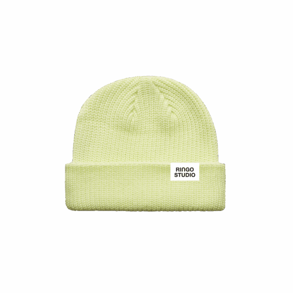 Ringo Studio lime coloured beanie, one size fits most.
