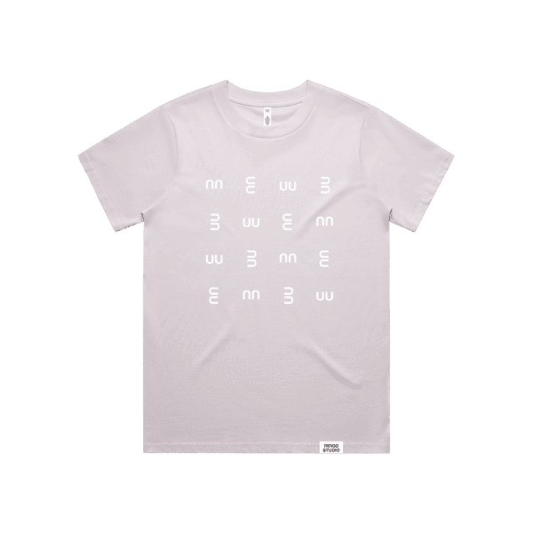 Ringo Studio Lavender crop Tee with Ringo Studio monogram as textured pattern.