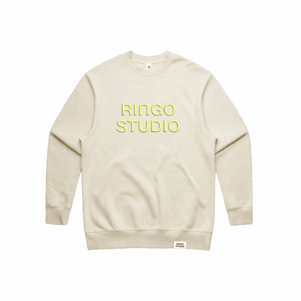 Ringo Studio puff-print beige sweatshirt made with 80% cotton.