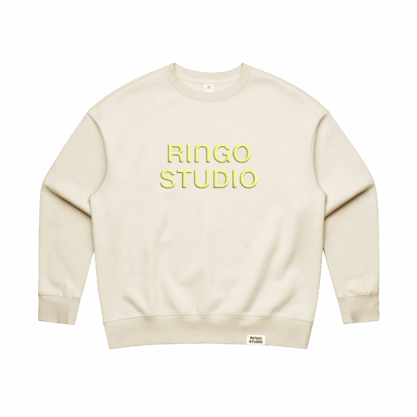 Ringo Studio puff-print beige sweatshirt made with 80% cotton.