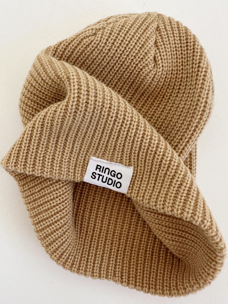 Ringo Studio Tan coloured beanie, one size fits most.