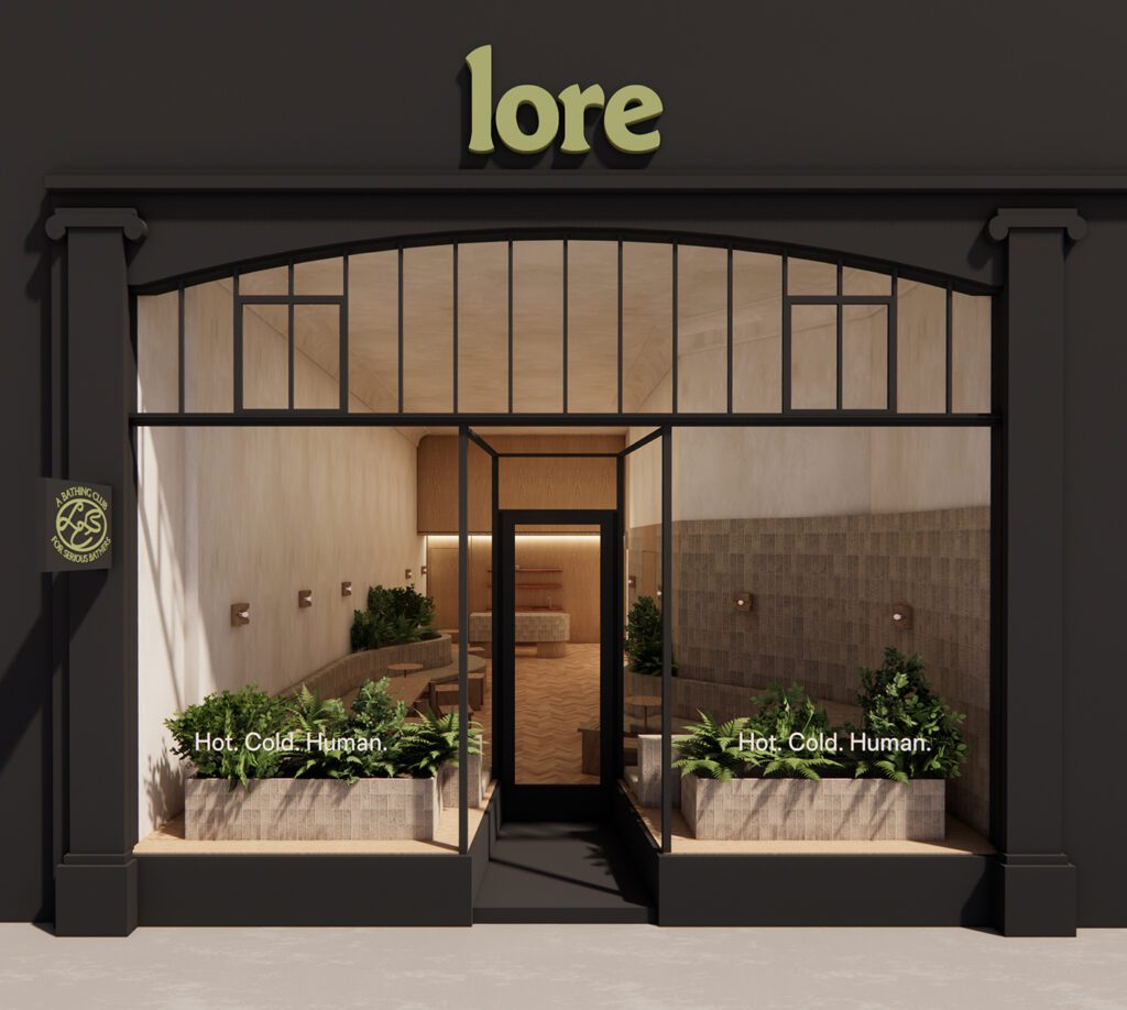Exterior rendering of Lore Bathing Club opening in NoHo, New York, with interior design by Ringo Studio